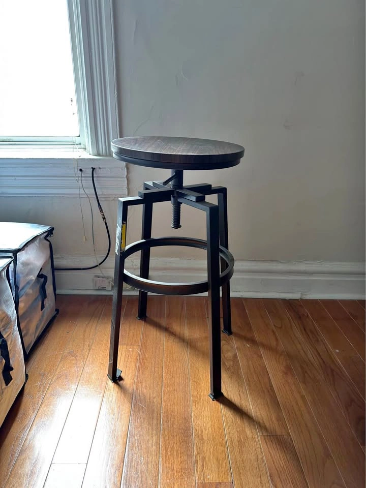 Industrial Adjustable Height Swivel Bar Stool