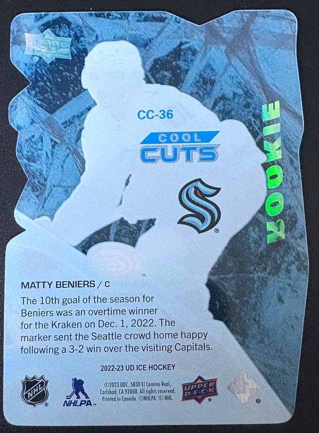 MATTY BENIERS - RC - SSP Cool Cuts Acetate 2022-23 UD Ice - photo 2
