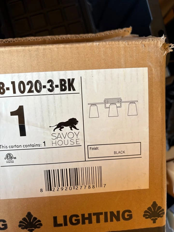 Brand New 3-Light Matte Black Vanity Light Fixture – In Box - photo 5