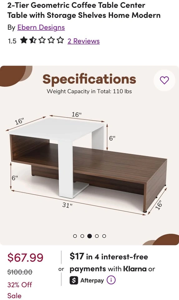 Ebern Designs 2-Tier Geometric Coffee Table - photo 4