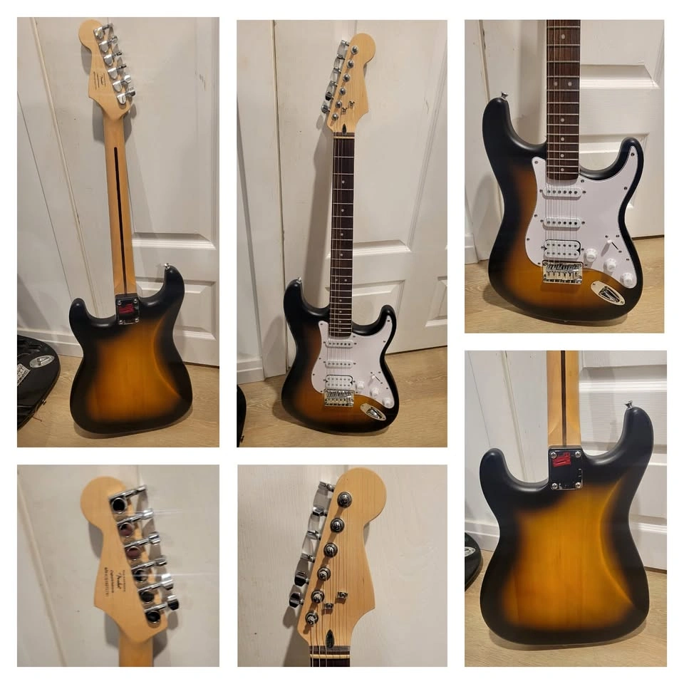 $200 Squier Stratocaster HSS Electric Guitar – Tobacco Burst
