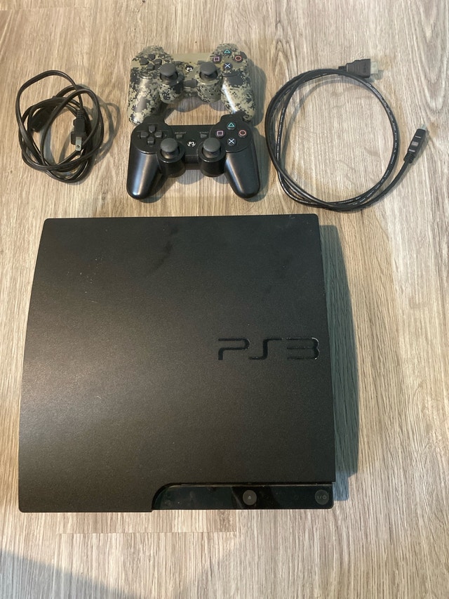 PS3 Console, Power Cord, HDMI Cable, 2 Controllers. PICKUP ONLY