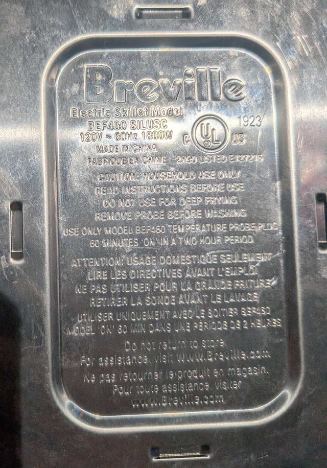 Breville Thermal Pro electric skillet grill model BEF460 - photo 4
