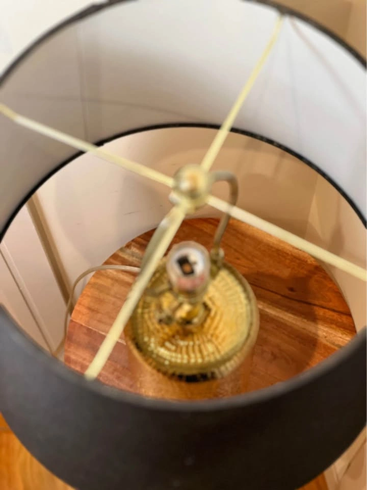 Modern Textured Gold Ceramic Table Lamp with Black Shade - photo 5
