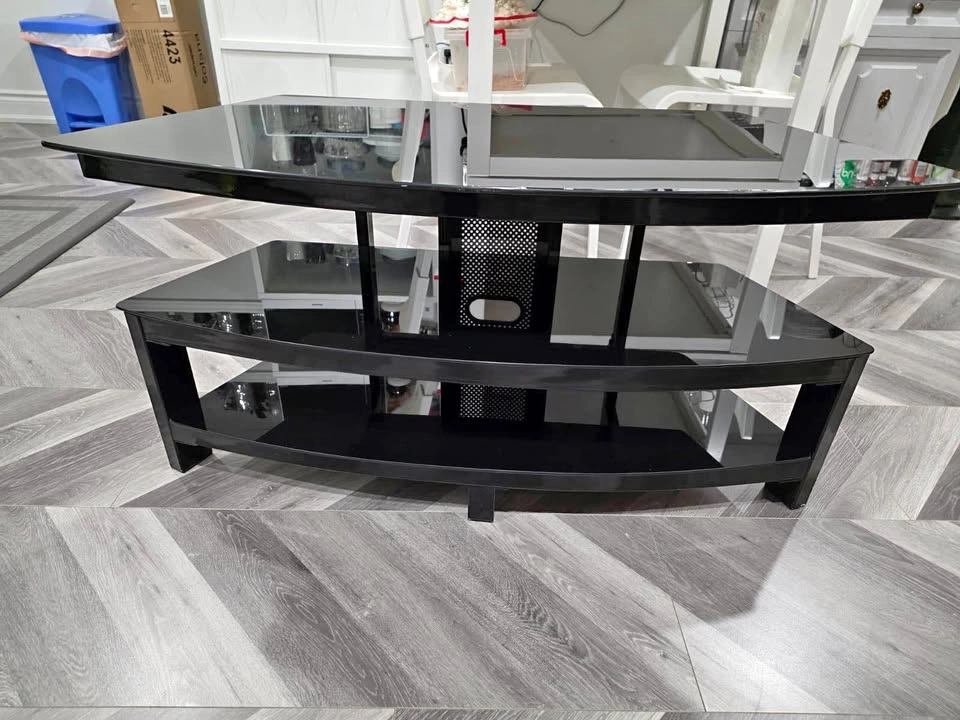 Tv stand/ table black glass heavy