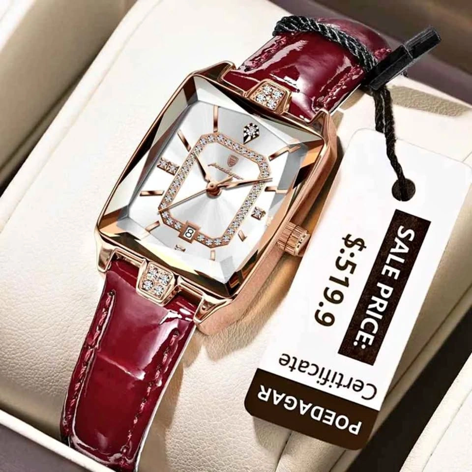 BRAND NEW Luxury Women's Rectangle Watch | Leather Strap