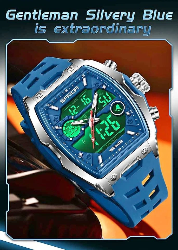 Men’s Military Sport Watch – Big Dial, Dual Display, Waterproof