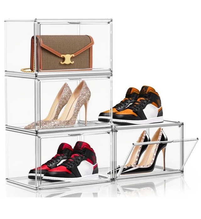 Stackable Shoe Box Accessories Organizer Display Bin