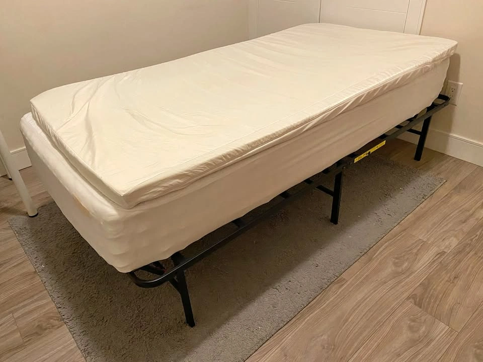 Twin XL Mattress + Topper and Collapsible Frame