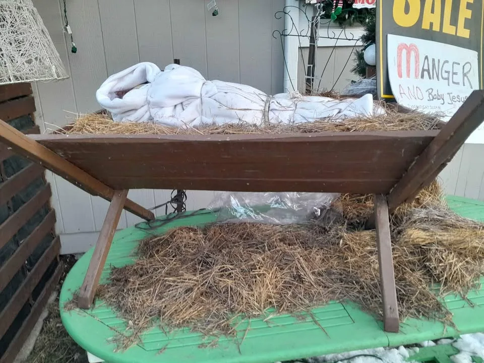 Large heavy Manger and Baby Jesus
