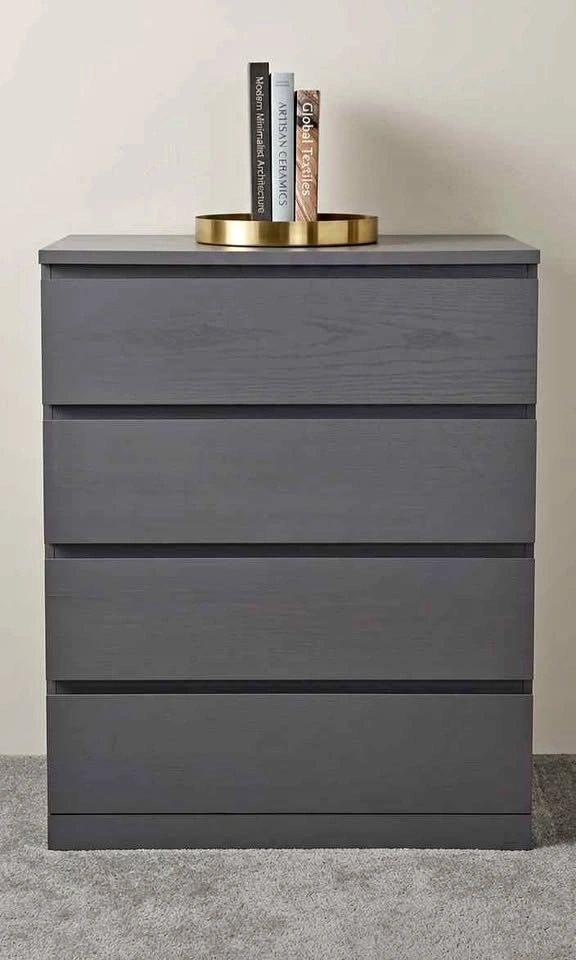 4-Drawer Chest in Dark Gray Wood Grain