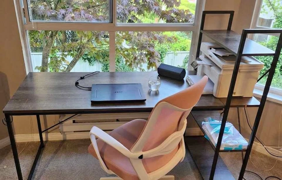 Computer Desk with Shelving Unit and Chair