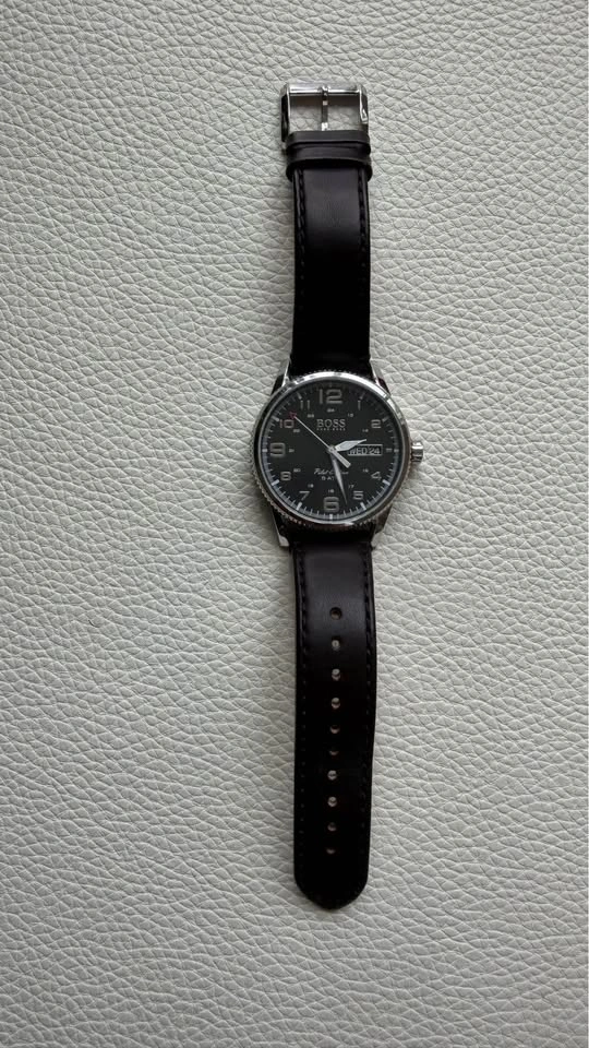 BOSS Hugo Boss "Pilot Edition" Watch – Black Dial & Original Lea - photo 5