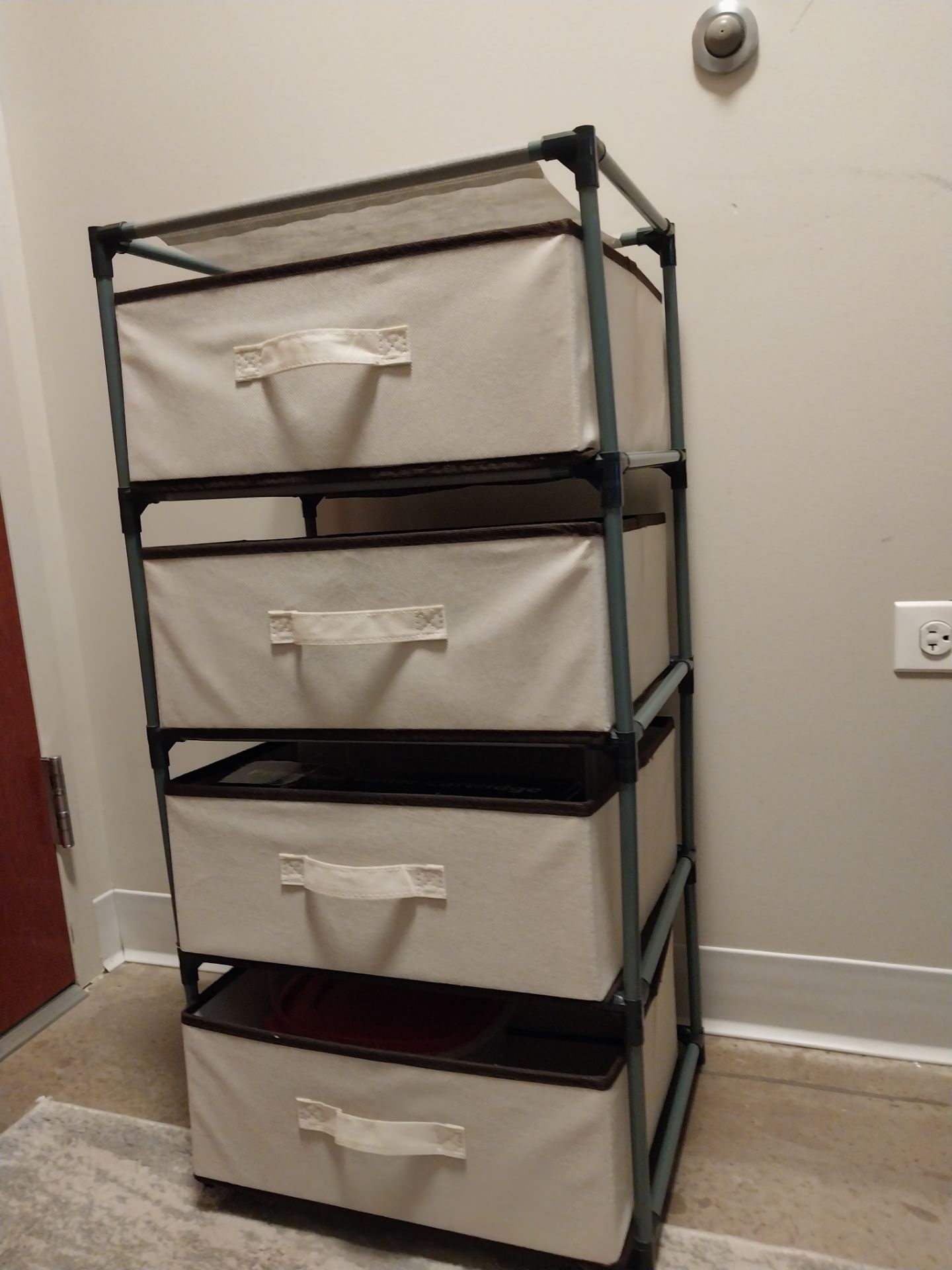 4-Tier Freestanding Organizer with Fabric Storage Drawers