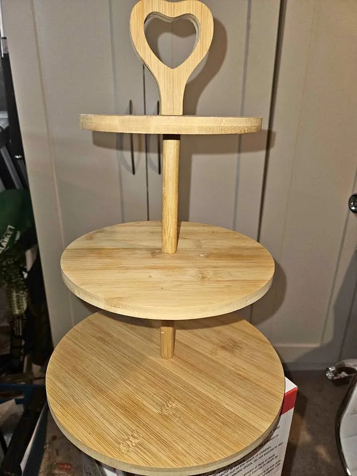 3-Tier Wooden Cupcake/Dessert Tower EUC