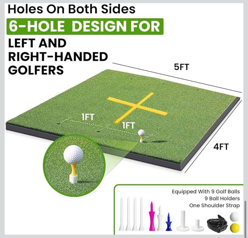 Golf Hitting Mat 5x4ft with 9 Tees and Carrying Case - photo 5
