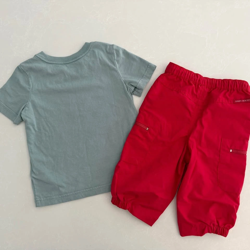 Vintage Baby Roots Red Cargo Pants (Size S/2) + Roots Tee (Size - photo 2