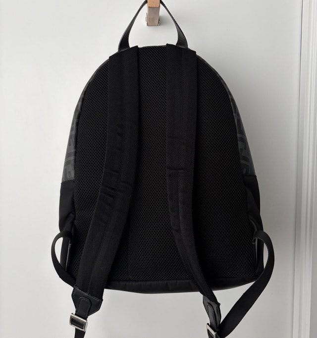 Fendi Zucca Coated Canvas and Diagonal Black Unisex Backpack - photo 2