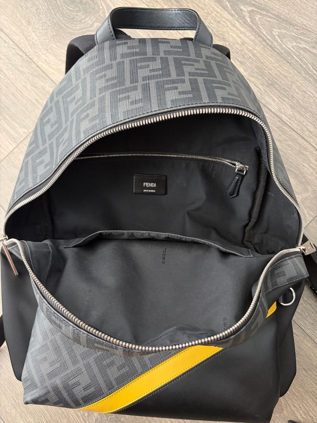 Fendi Zucca Coated Canvas and Diagonal Black Unisex Backpack - photo 3