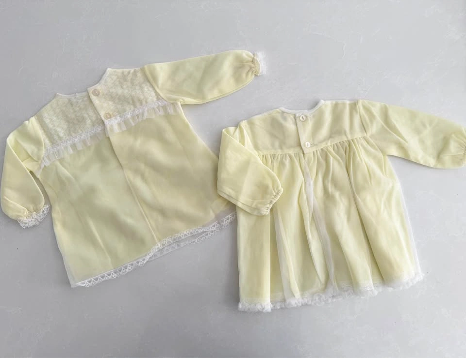 Vintage Pale Yellow Baby Girl Dresses (Size 6M/18 lbs) - photo 4