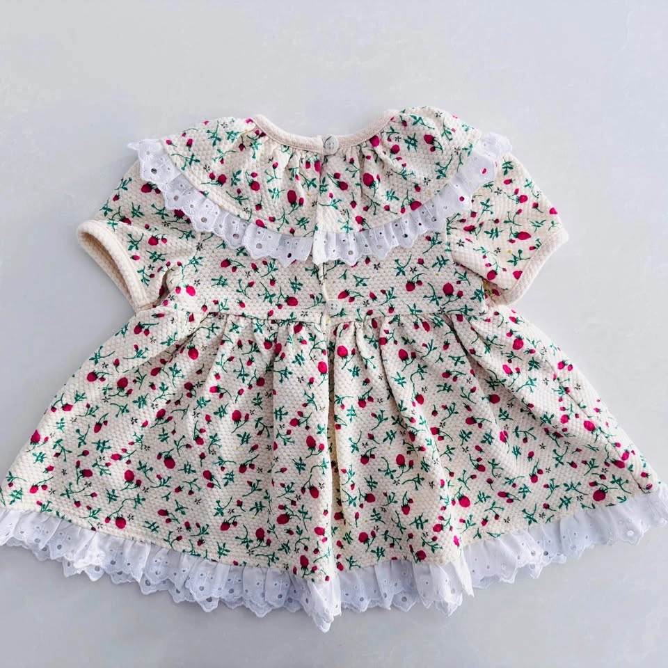 Vintage Cottagecore Dress w/ Strawberry Print (Size 3-6M) - photo 2