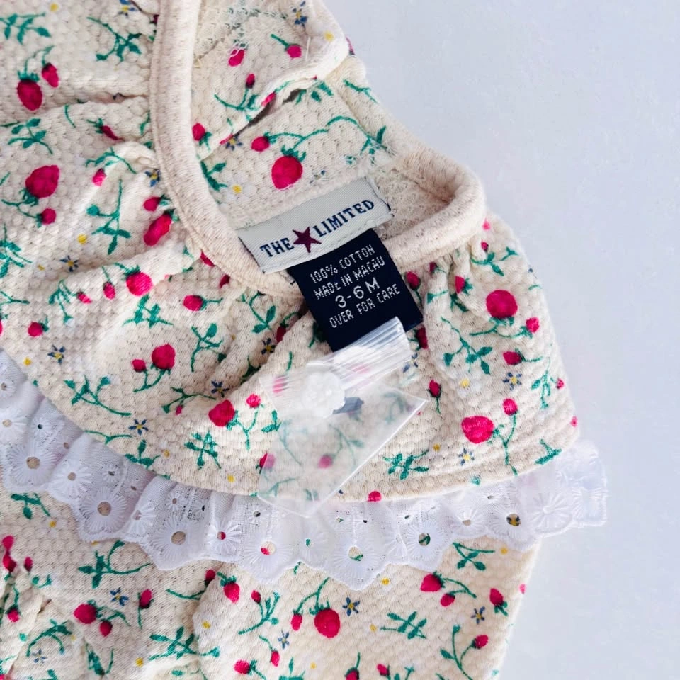 Vintage Cottagecore Dress w/ Strawberry Print (Size 3-6M) - photo 3