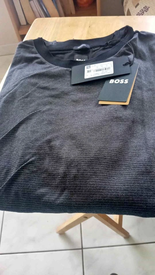 BOSS Men's Dark Grey/Black Micro-Pattern T Shirt Size XXL NEW