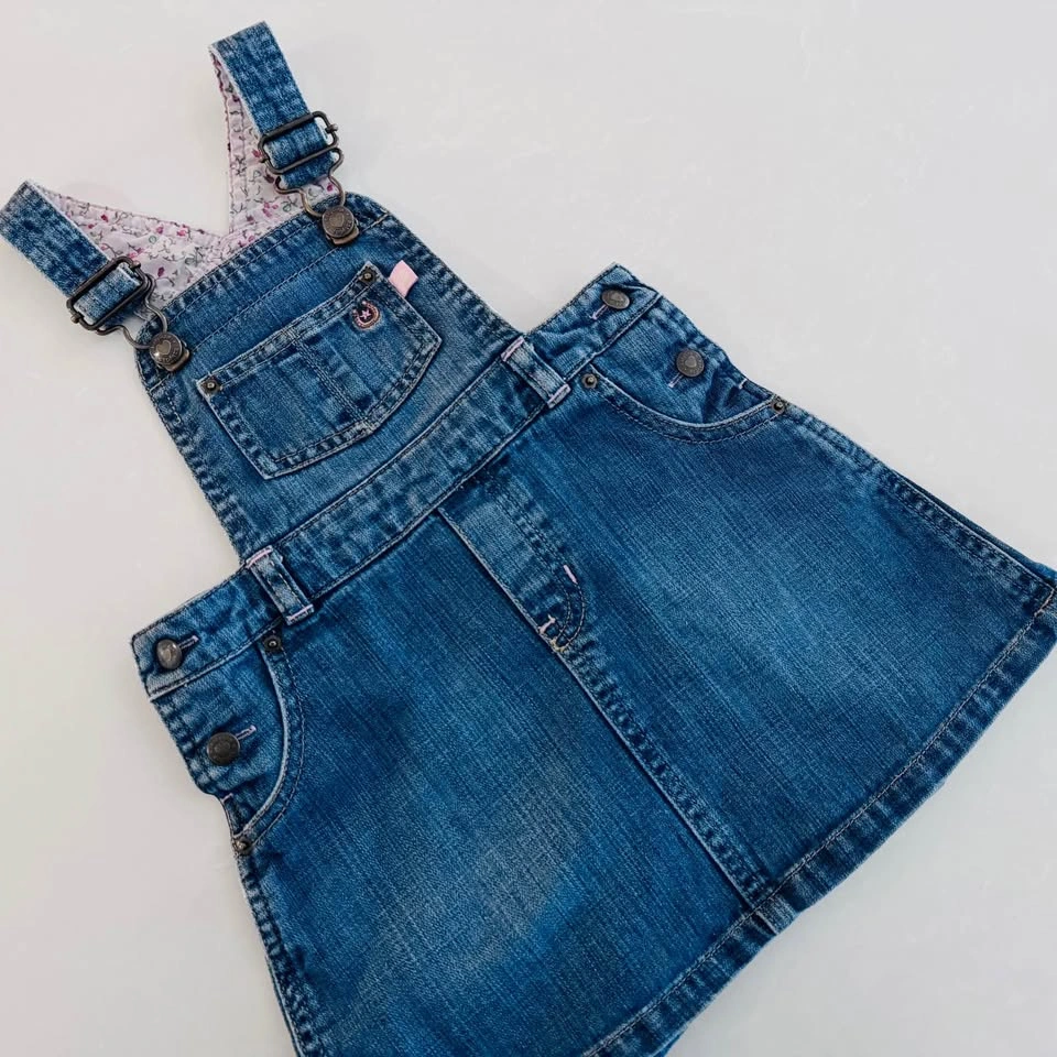 Vintage Baby Gap Denim Overall Dress w/ Pony Club Patch 2T - photo 2