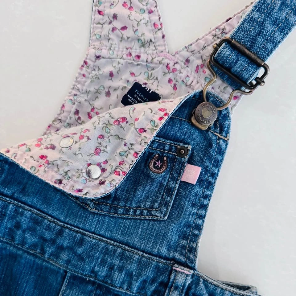 Vintage Baby Gap Denim Overall Dress w/ Pony Club Patch 2T - photo 3