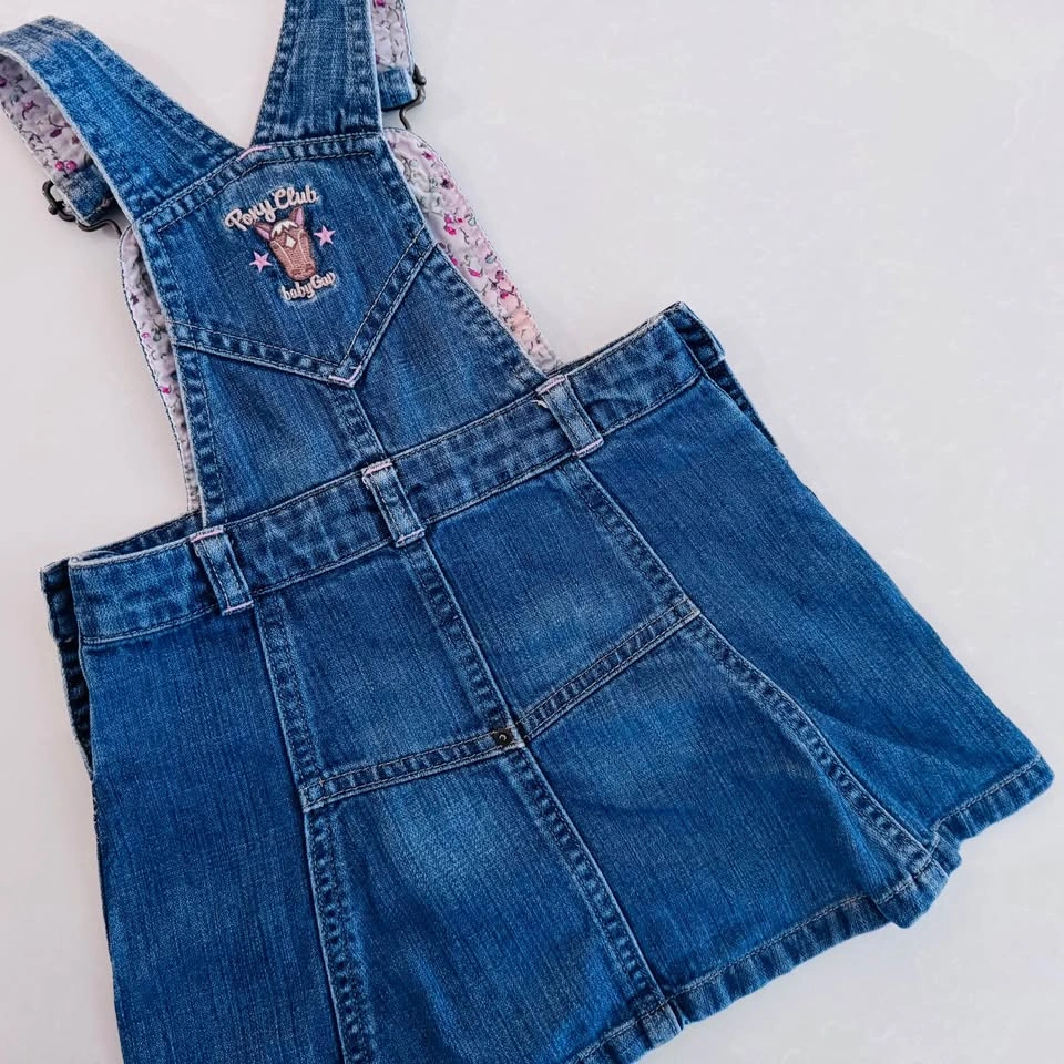 Vintage Baby Gap Denim Overall Dress w/ Pony Club Patch 2T - photo 4