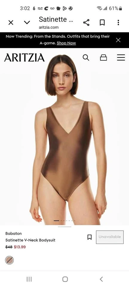 Aritzia Babaton Satinette V-Neck Bodysuit