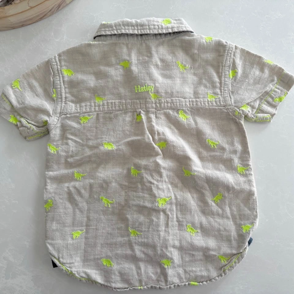 Hatley Boys Dinosaur Print Button Down Shirt (Size 2) - photo 2