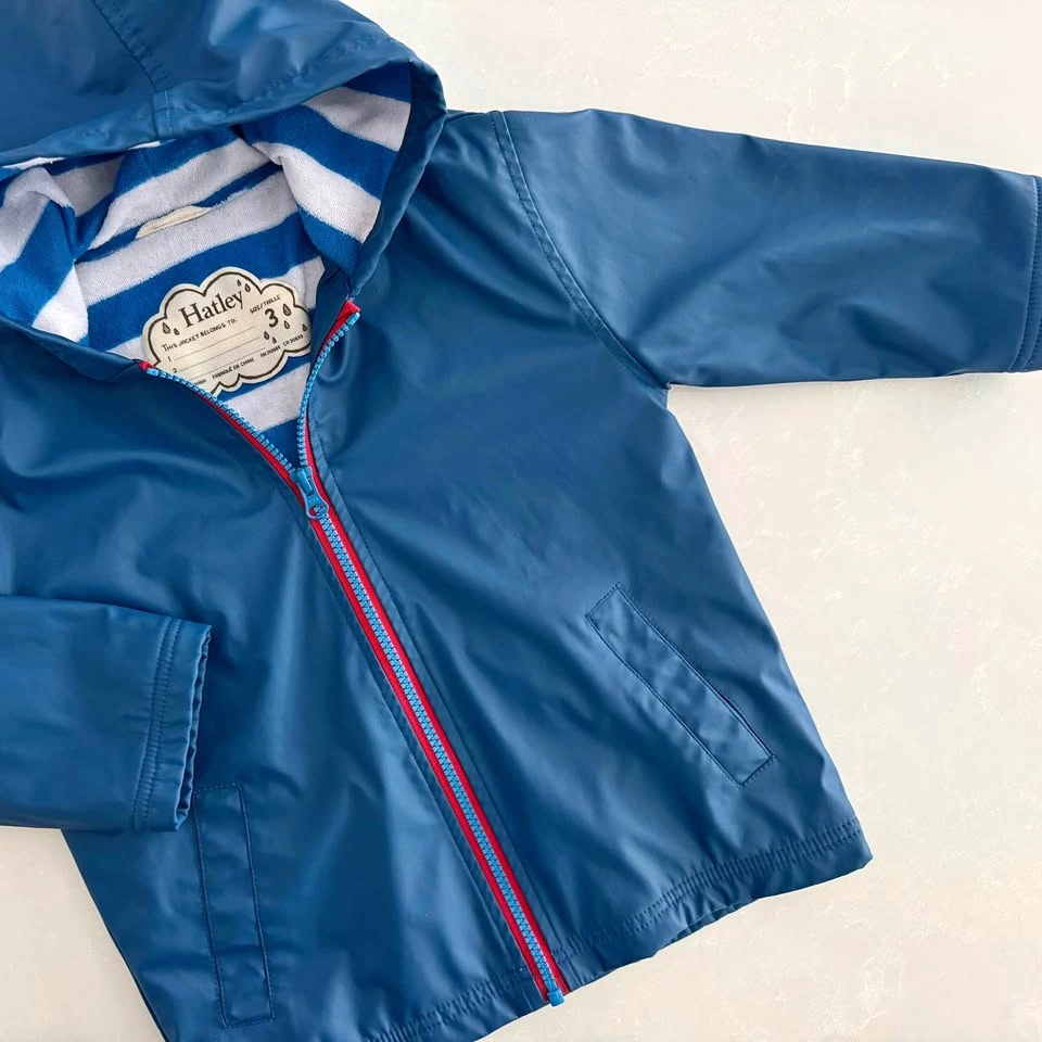 Hatley Kids Navy Zip-Up Rain Jacket