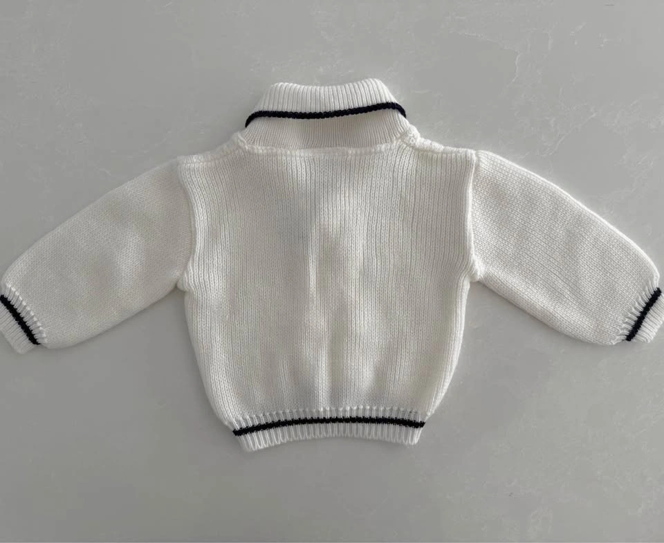 Vintage Infant White Knit Cardigan (Size 18M) - photo 3