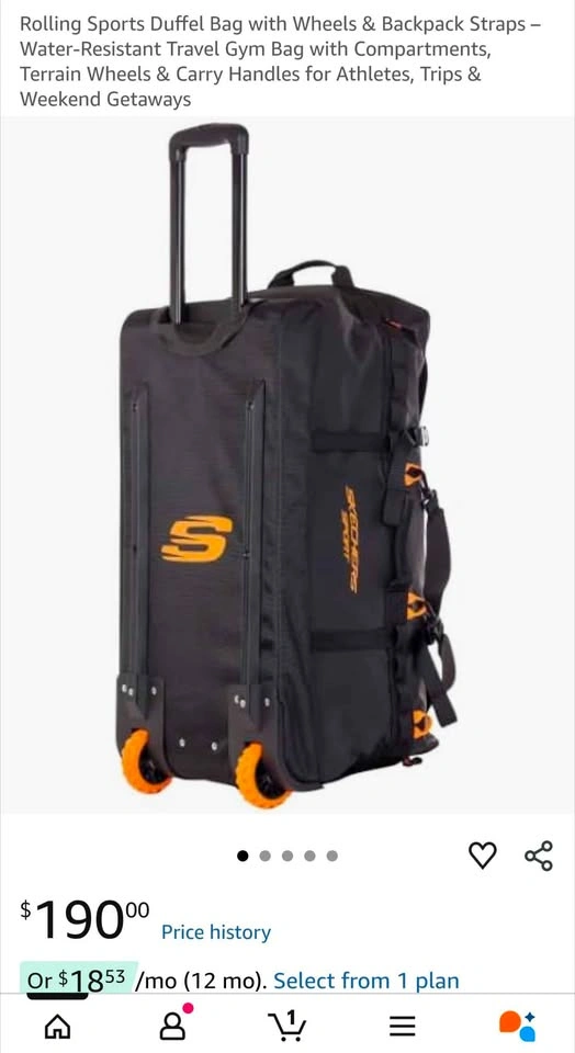 Rolling Sports Duffel Bag with Wheels & Backpack Straps - photo 3
