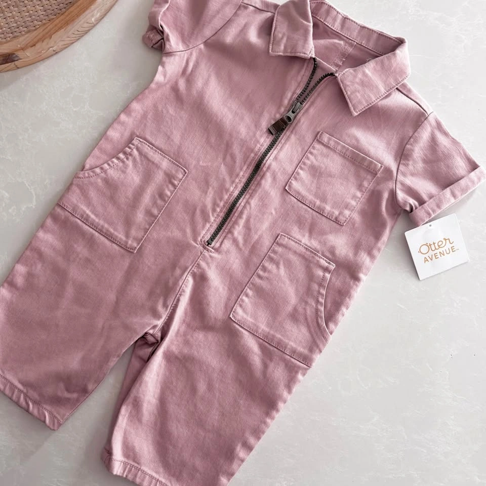 Toddler Girl Pink Cropped Jumpsuit (Brand New w/ Tags) Size 12M