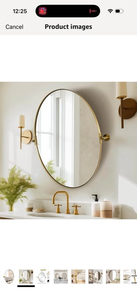 New- 22x34” Gold Oval Pivot Mirror - photo 3