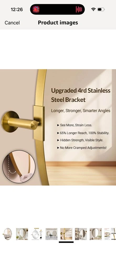 New- 22x34” Gold Oval Pivot Mirror - photo 5