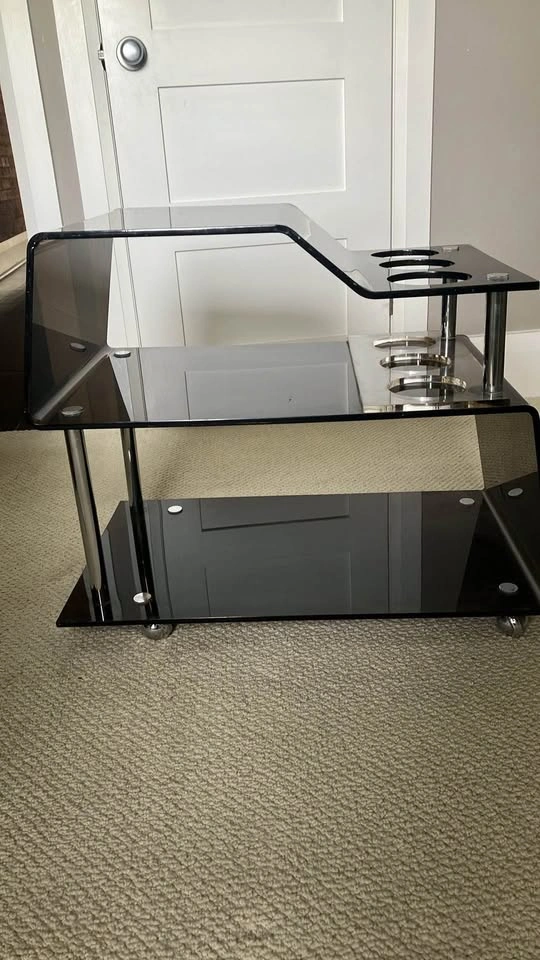 Vintage Smoked Acrylic and Chrome Bar Cart - photo 3