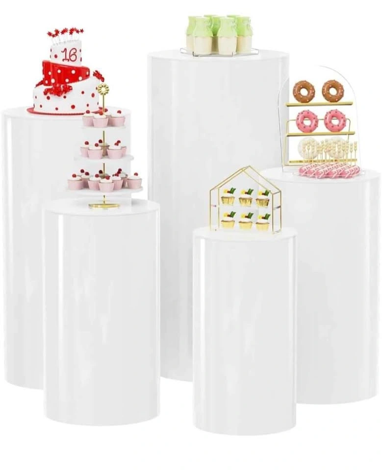5Pcs White Acrylic Cylinder Pedestal Stands for Events - photo 3