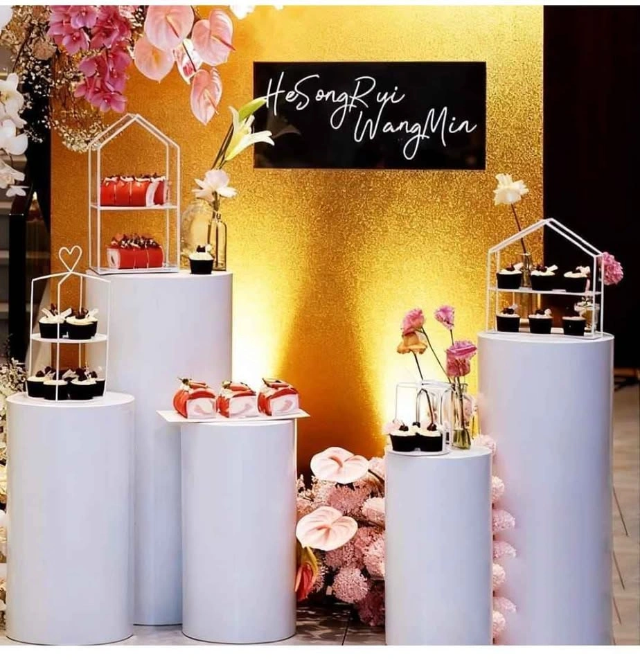 5Pcs White Acrylic Cylinder Pedestal Stands for Events - photo 5