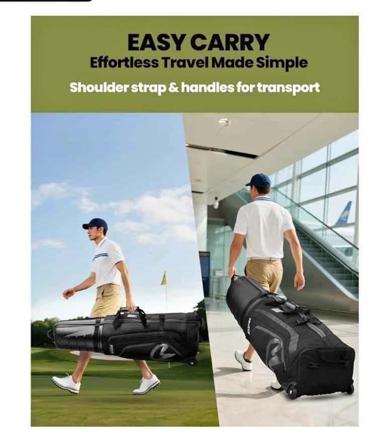 OutdoorMaster Golf Travel Bag with Wheels and Hard Case Top