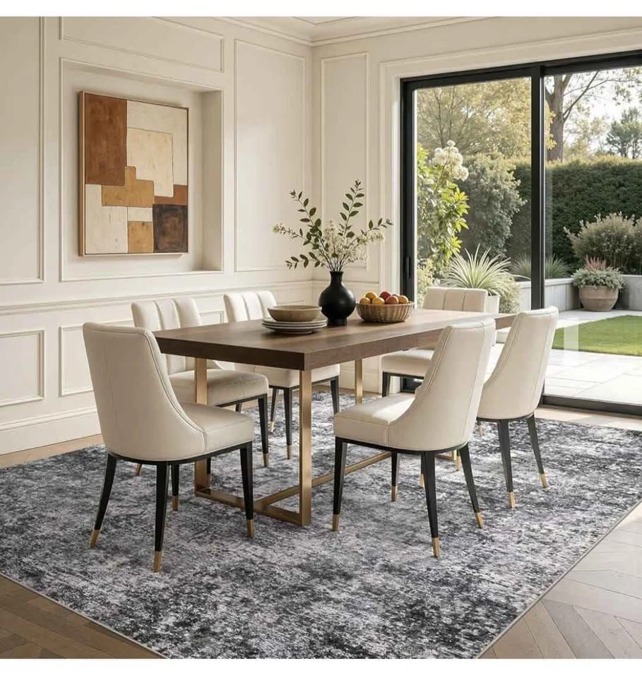 7x9 Large Soft Indoor Neutral Modern Abstract Washable Rug - photo 5