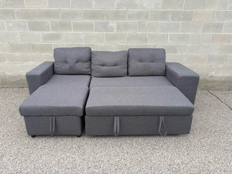 Grey Sectional Sofa with Bed and Storage - Free Delivery - photo 3