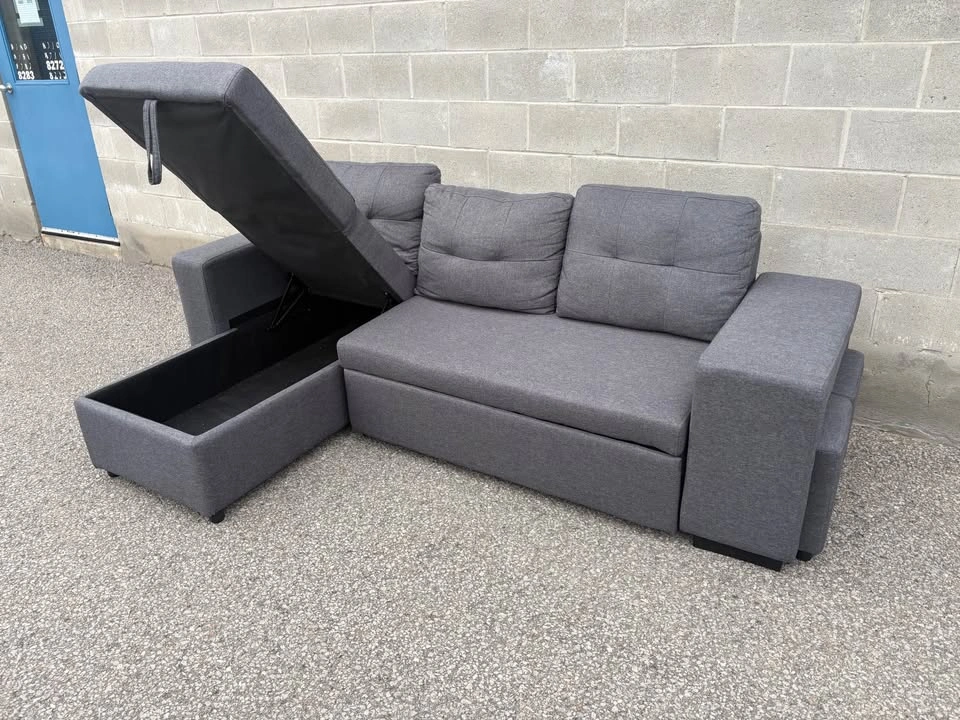 Grey Sectional Sofa with Bed and Storage - Free Delivery - photo 4