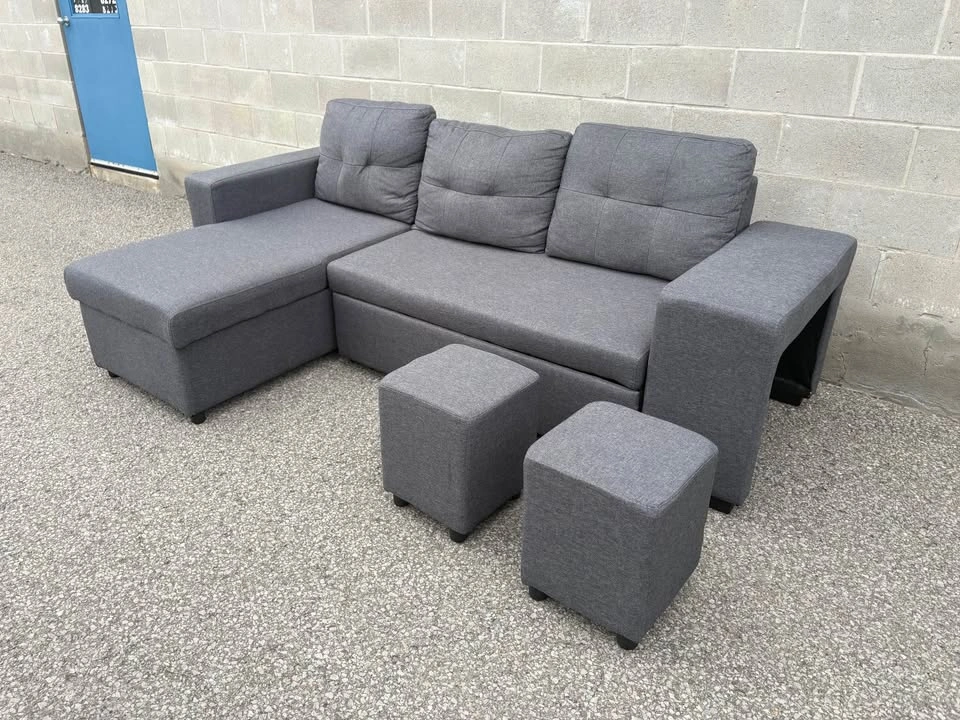 Grey Sectional Sofa with Bed and Storage - Free Delivery - photo 5