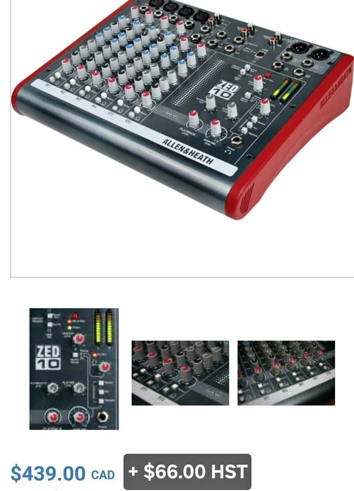 Allen & Heath ZED-10FX 4 Mono Mic/Lines, USB, Effects