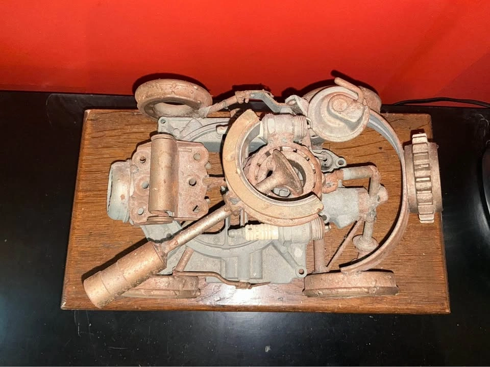 Rusted-metal and sparkplug art piece - photo 4