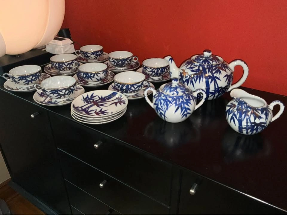 Vintage Japanese porcelain bamboo tea service - photo 2