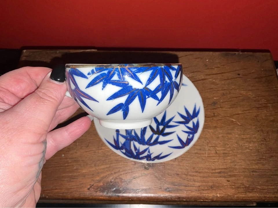 Vintage Japanese porcelain bamboo tea service - photo 4